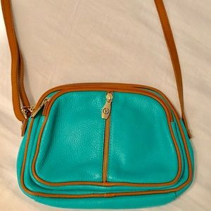 Aqua Italian Leather Crossbody Bag